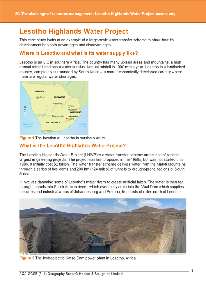 Lesotho water transfer scheme image